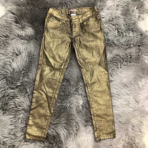 BONGO Girls Gold Foil Jeans | Kids Fashion Pants | Size 10 - Picture 1 of 4